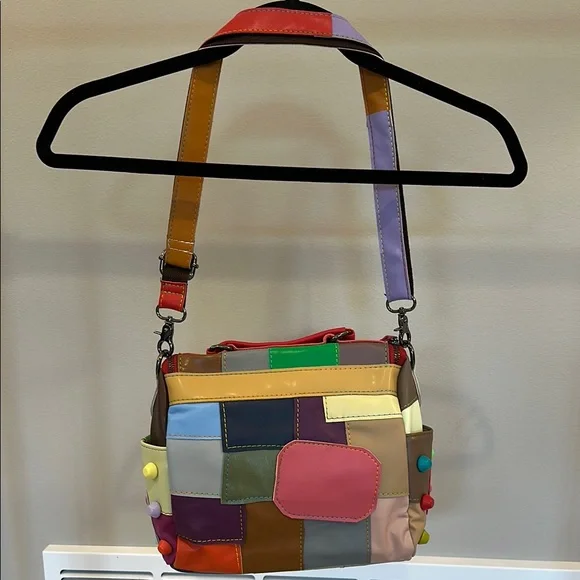 NWOT Red and Purple Shoulder Bags with Playful Patterns - Picture 2 of 4